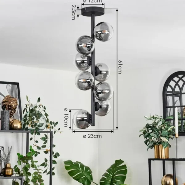 hofstein Plafonnier - Verre 10 cm Chehalis Clair, Fumé, 8 lumières* Lampes Modernes