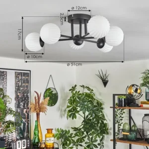 hofstein Plafonnier - Verre 10 cm Chehalis Blanc, 6 lumières* Lampes Modernes