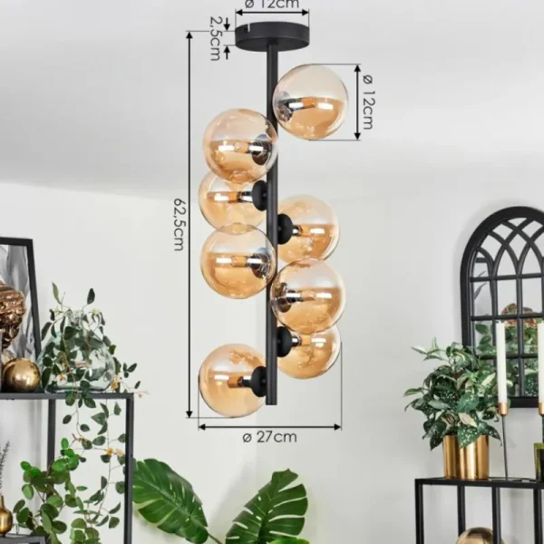 hofstein Plafonnier - Verre 12 cm Chehalis Ambre, 8 lumières* Lampes En Verre