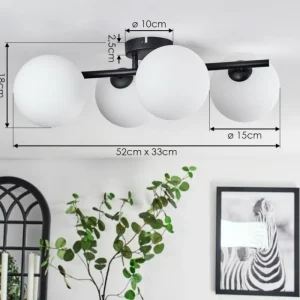 hofstein Plafonnier - Verre 15 cm Chehalis Blanc, 4 lumières* Lampes En Verre