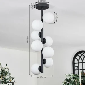 hofstein Plafonnier - Verre 10 cm Chehalis Blanc, 8 lumières* Lampes En Verre
