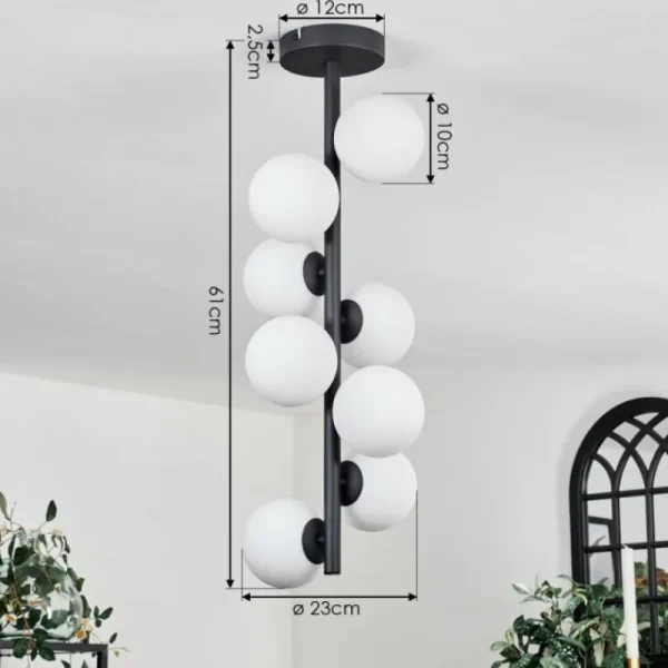 hofstein Plafonnier - Verre 10 cm Chehalis Blanc, 8 lumières* Lampes En Verre