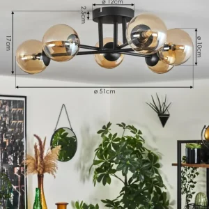 hofstein Plafonnier - Verre 10 cm Chehalis Ambre, 6 lumières* Lampes En Verre