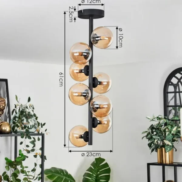 hofstein Plafonnier - Verre 10 cm Chehalis Ambre, 8 lumières* Lampes En Verre