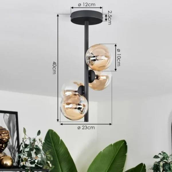 hofstein Plafonnier - Verre 10 cm Chehalis Ambre, Clair, 4 lumières* Lampes En Verre