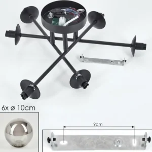hofstein Plafonnier - Verre 10 cm Chehalis Fumé, 6 lumières* Lampes Modernes