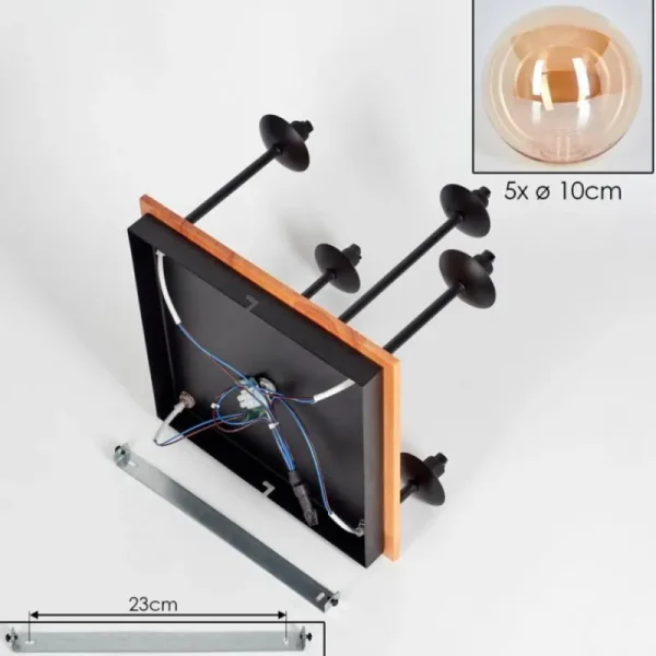 hofstein Plafonnier - Verre 10 cm Chehalis Écru, Noir, 5 lumières* Lampes Modernes