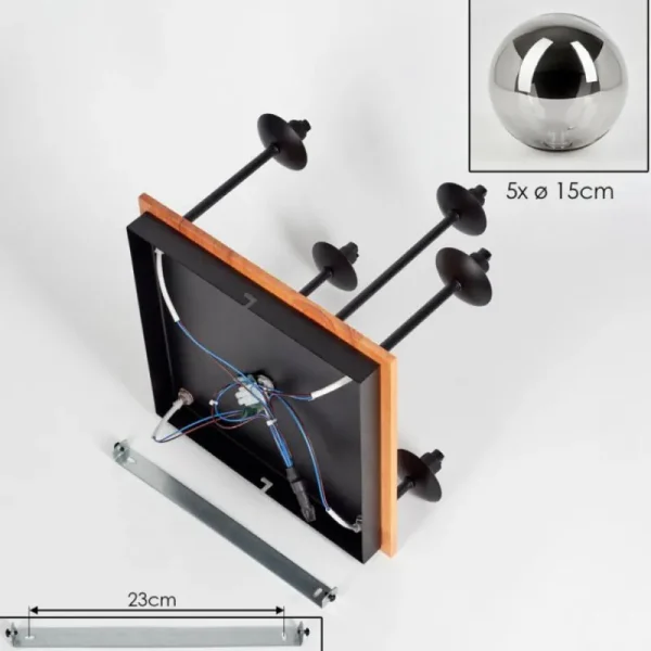 hofstein Plafonnier - Verre 15 cm Chehalis Écru, Noir, 5 lumières* Lampes Modernes