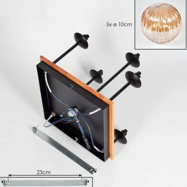 hofstein Plafonnier - Verre 12 cm Chehalis Écru, Noir, 5 lumières* Lampes Modernes