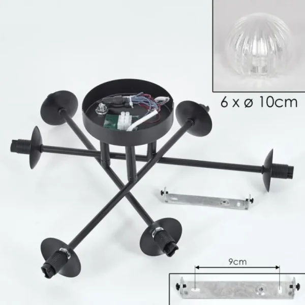 hofstein Plafonnier - Verre 10 cm Chehalis Clair, 6 lumières* Lampes Modernes
