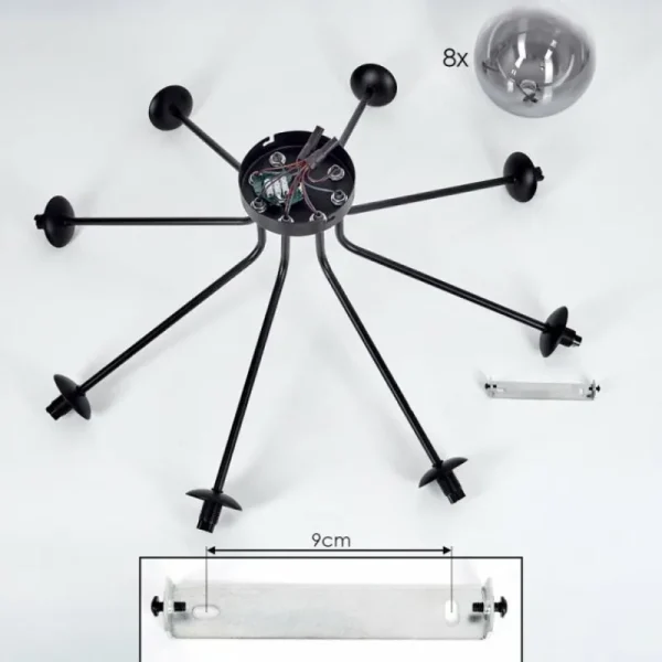 hofstein Plafonnier - Verre 15 cm Chehalis Noir, 8 lumières* Lampes Modernes