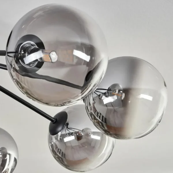 hofstein Plafonnier - Verre 15 cm Chehalis Noir, 8 lumières* Lampes Modernes