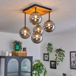 hofstein Plafonnier - Verre 15 cm Chehalis Écru, Noir, 5 lumières* Lampes Modernes