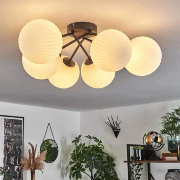 hofstein Plafonnier - Verre 15 cm Chehalis Blanc, 6 lumières* Lampes Modernes