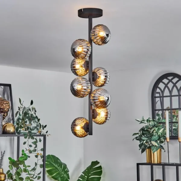 hofstein Plafonnier - Verre 10 cm Chehalis Fumé, 8 lumières* Lampes Modernes