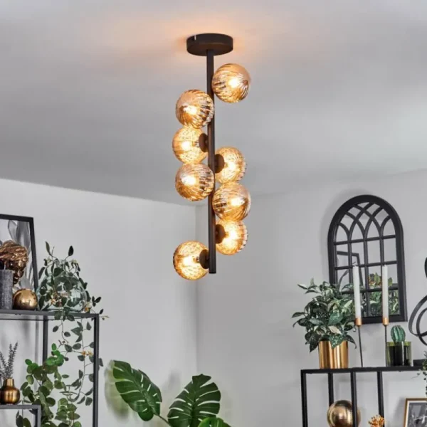 hofstein Plafonnier - Verre 10 cm Chehalis Ambre, 8 lumières* Lampes Modernes