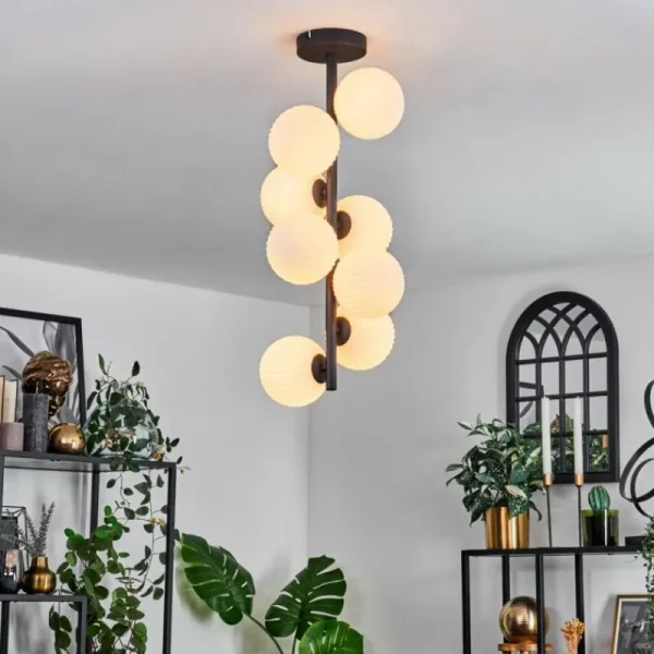 hofstein Plafonnier - Verre 12 cm Chehalis Blanc, 8 lumières* Lampes Modernes