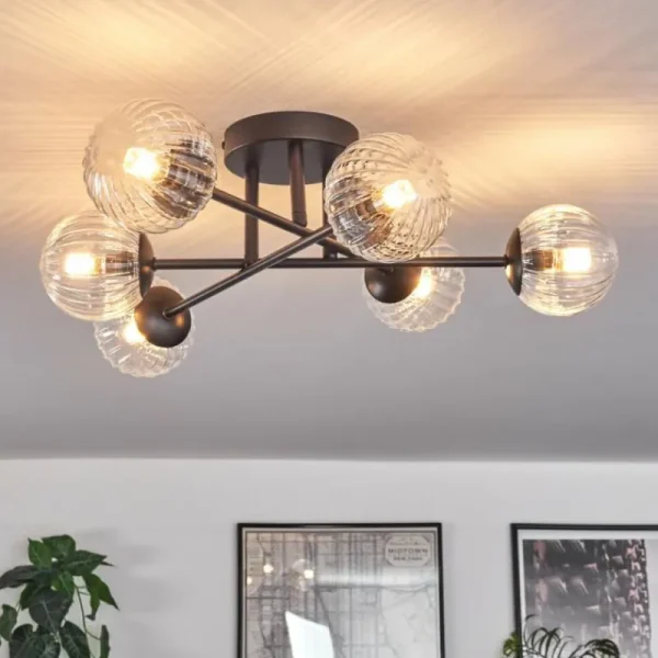hofstein Plafonnier - Verre 10 cm Chehalis Clair, 6 lumières* Lampes Modernes