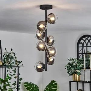 hofstein Plafonnier - Verre 10 cm Chehalis Clair, Fumé, 8 lumières* Lampes Modernes