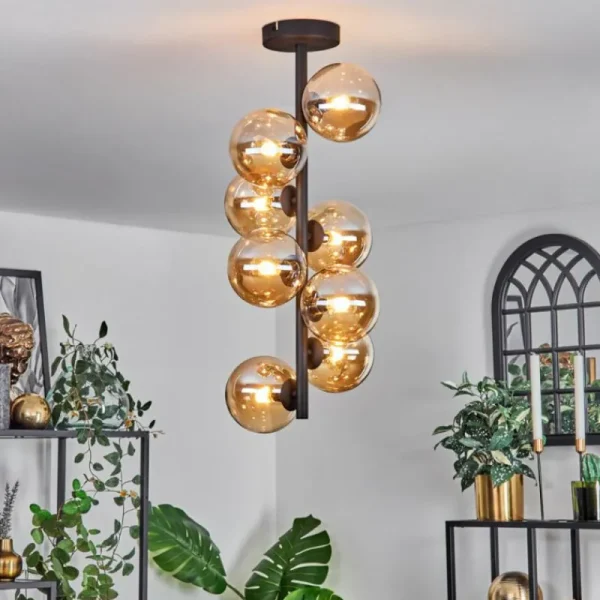 hofstein Plafonnier - Verre 12 cm Chehalis Ambre, 8 lumières* Lampes En Verre