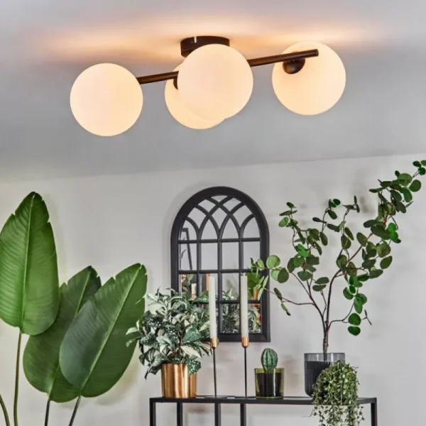 hofstein Plafonnier - Verre 15 cm Chehalis Blanc, 4 lumières* Lampes En Verre