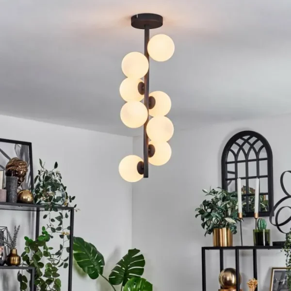hofstein Plafonnier - Verre 10 cm Chehalis Blanc, 8 lumières* Lampes En Verre