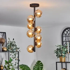 hofstein Plafonnier - Verre 10 cm Chehalis Ambre, 8 lumières* Lampes En Verre