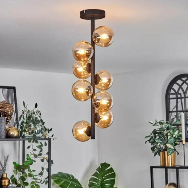 hofstein Plafonnier - Verre 10 cm Chehalis Ambre, 8 lumières* Lampes En Verre