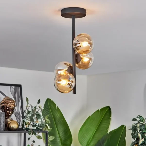 hofstein Plafonnier - Verre 10 cm Chehalis Ambre, Clair, 4 lumières* Lampes En Verre