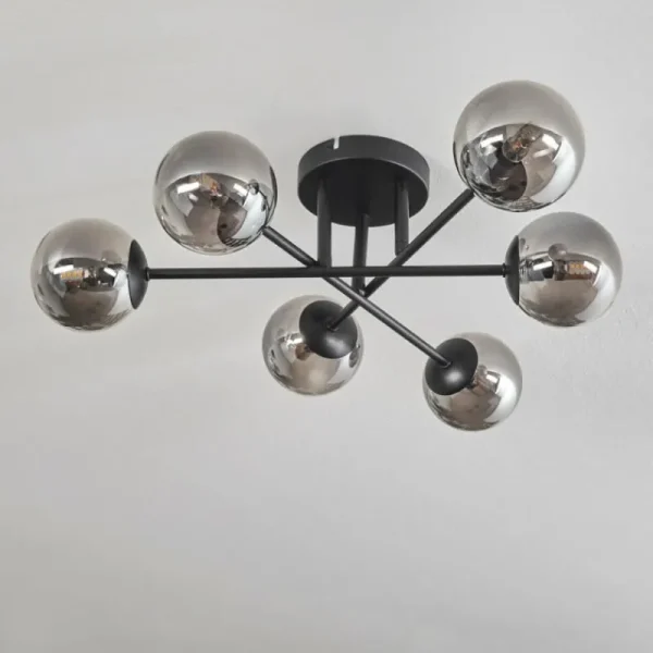 hofstein Plafonnier - Verre 10 cm Chehalis Fumé, 6 lumières* Lampes Modernes