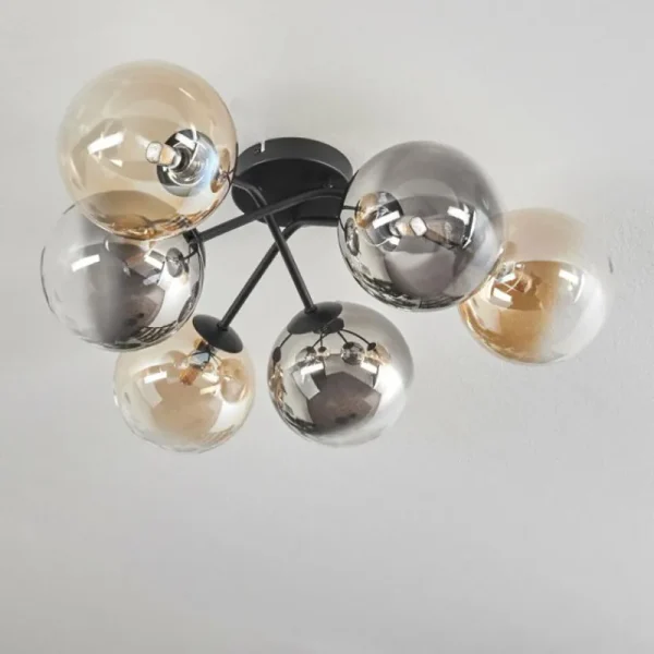 hofstein Plafonnier - Verre 15 cm Chehalis Ambre, Clair, Fumé, 6 lumières* Lampes Modernes