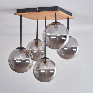 hofstein Plafonnier - Verre 15 cm Chehalis Écru, Noir, 5 lumières* Lampes Modernes
