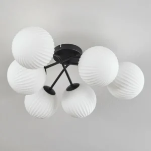 hofstein Plafonnier - Verre 15 cm Chehalis Blanc, 6 lumières* Lampes Modernes
