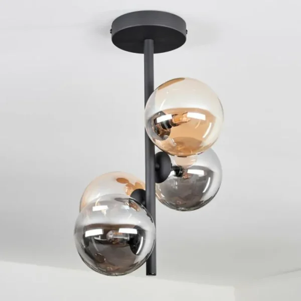 hofstein Plafonnier - Verre 12 cm Chehalis Ambre, Fumé, 4 lumières* Lampes Modernes