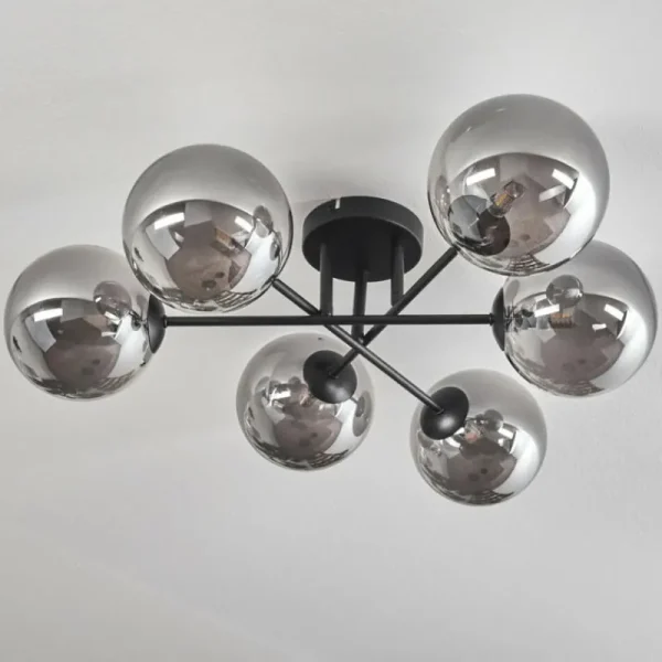 hofstein Plafonnier - Verre 15 cm Chehalis Fumé, 6 lumières* Lampes Modernes
