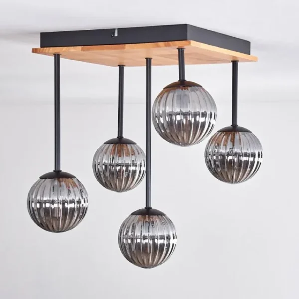 hofstein Plafonnier - Verre 10 cm Chehalis Écru, Noir, 5 lumières* Lampes Modernes