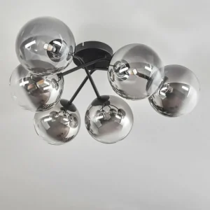 hofstein Plafonnier - Verre 15 cm Chehalis Clair, Fumé, 6 lumières* Lampes Modernes