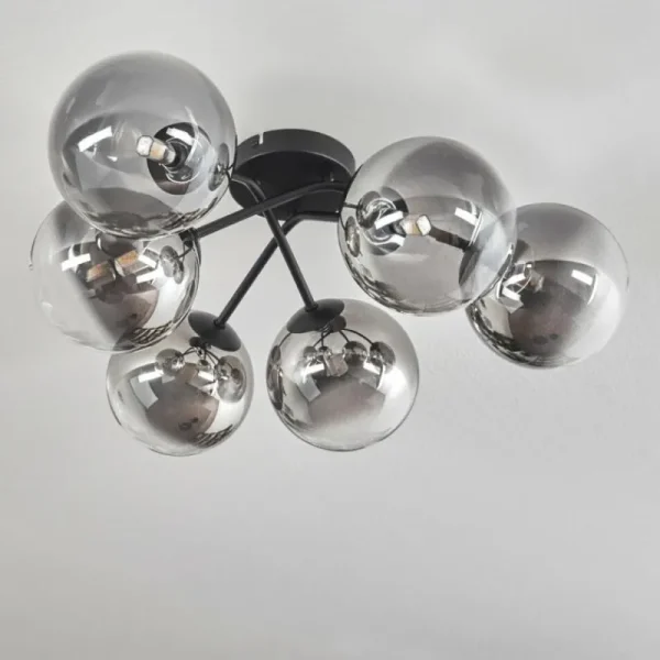 hofstein Plafonnier - Verre 15 cm Chehalis Clair, Fumé, 6 lumières* Lampes Modernes
