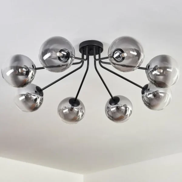 hofstein Plafonnier - Verre 15 cm Chehalis Noir, 8 lumières* Lampes Modernes