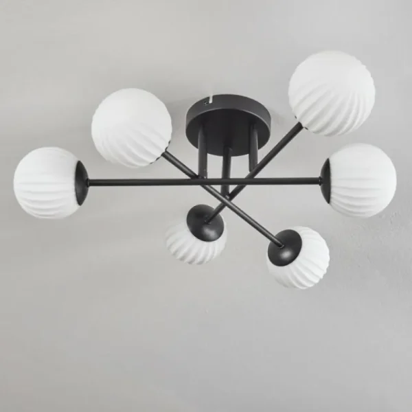 hofstein Plafonnier - Verre 10 cm Chehalis Blanc, 6 lumières* Lampes Modernes