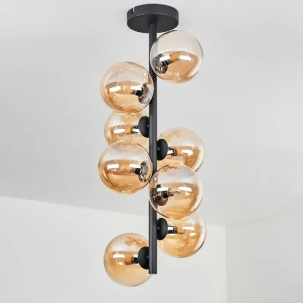 hofstein Plafonnier - Verre 12 cm Chehalis Ambre, 8 lumières* Lampes En Verre
