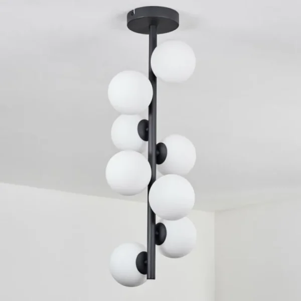 hofstein Plafonnier - Verre 10 cm Chehalis Blanc, 8 lumières* Lampes En Verre
