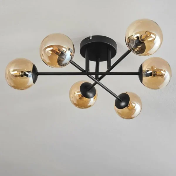 hofstein Plafonnier - Verre 10 cm Chehalis Ambre, 6 lumières* Lampes En Verre