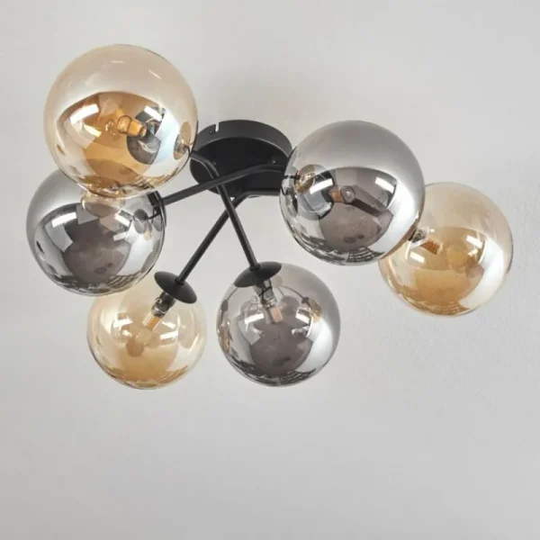 hofstein Plafonnier - Verre 15 cm Chehalis Ambre, Fumé, 6 lumières* Lampes Modernes