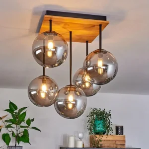 hofstein Plafonnier - Verre 15 cm Chehalis Écru, Noir, 5 lumières* Lampes Modernes