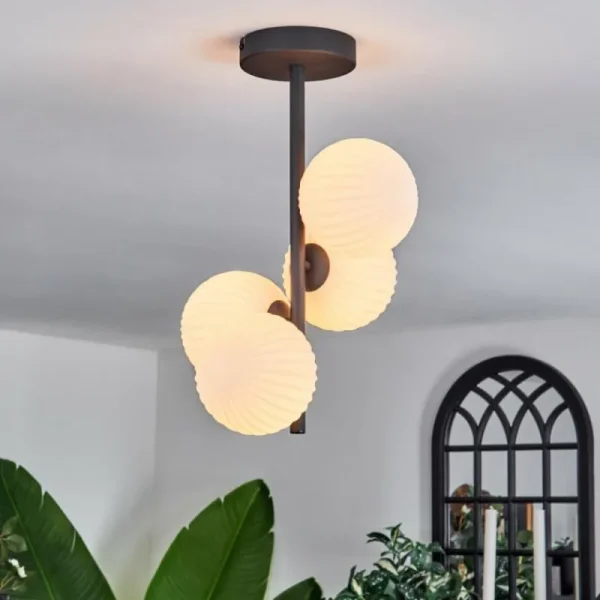 hofstein Plafonnier - Verre 12 cm Chehalis Blanc, 4 lumières* Lampes Modernes