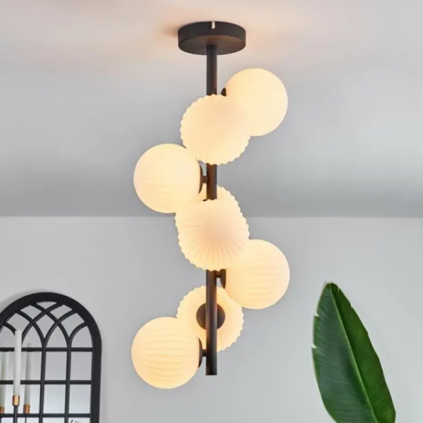 hofstein Plafonnier - Verre 12 cm Chehalis Blanc, 8 lumières* Lampes Modernes