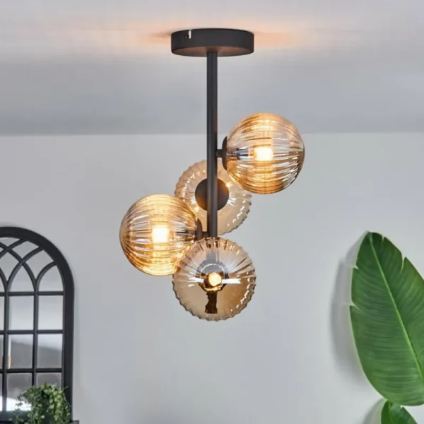 hofstein Plafonnier - Verre 12 cm Chehalis Ambre, 4 lumières* Lampes Modernes