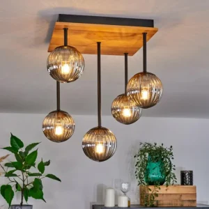 hofstein Plafonnier - Verre 10 cm Chehalis Écru, Noir, 5 lumières* Lampes Modernes