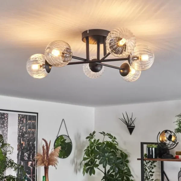 hofstein Plafonnier - Verre 10 cm Chehalis Clair, 6 lumières* Lampes Modernes